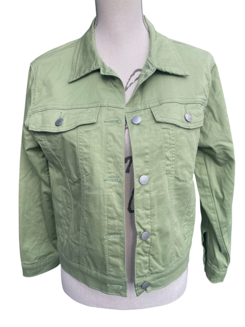 Papillon Pea Green Stretch Cotton Denim Jacket (S)